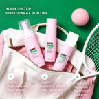 Full Routine Bundle 3-step post-sweat routine: Fresh Foaming Cleanser to wash away sweat and dirt, Reset Mist to refresh and soothe, and Hydrating Mist Moisturizer to replenish lightweight hydration