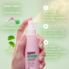 Reset Mist formulated with HOCl and CICA: resets skin after sweat and workouts, soothes stressed-feeling skin, and leaves skin feeling fresh